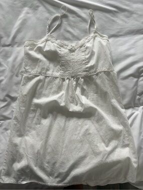 Brandy Melville White Cotton Slip Dress with Lace Trim